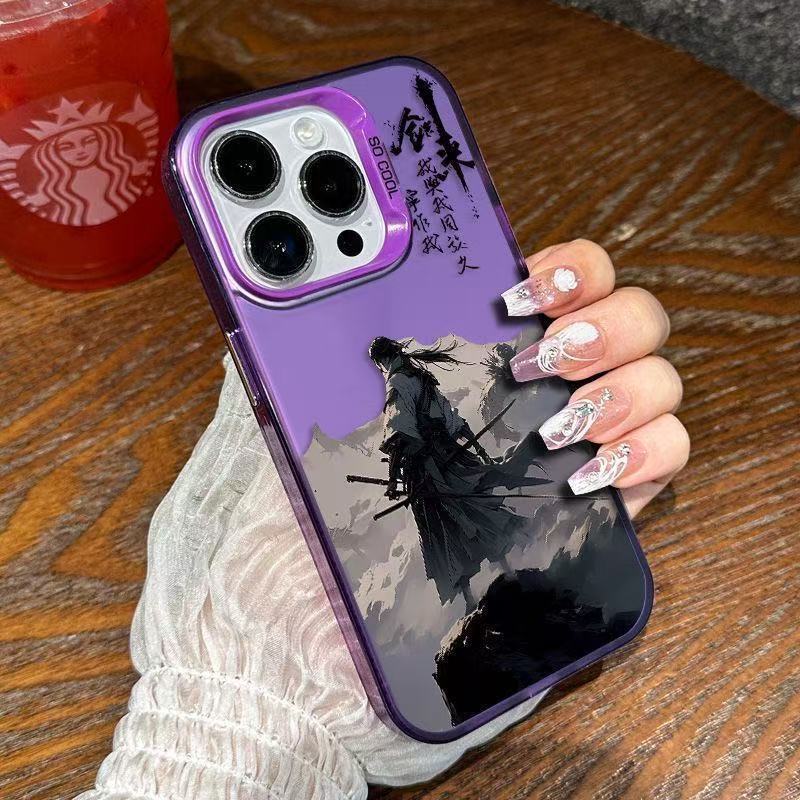 El estilo antiguo de Jianlai es adecuado para la carcasa del teléfono móvil Apple 16Promax, carcasa de gas de la personalidad iPhone15/14/13 texto 12