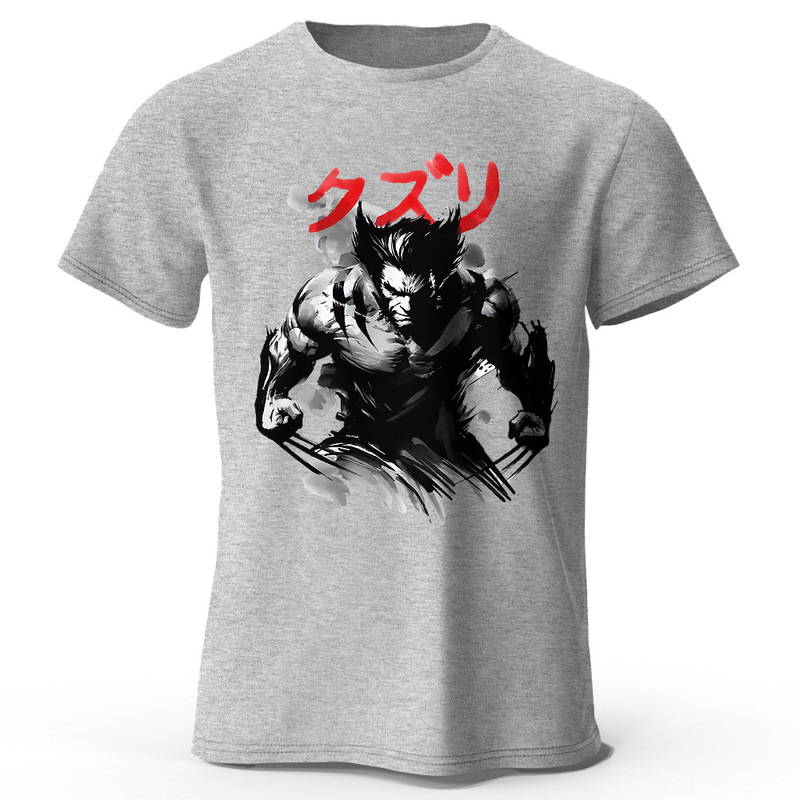 Men's Wolverine Ink Painting Print T-Shirt Pure Cotton Art Graphic T-Shirt Women's Summer Top Fusion Streetwear
