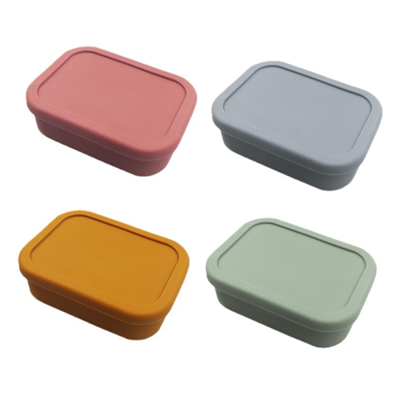 Caja de almuerzo de silicona de estilo japonés sellada horno de microondas trabajador de oficina Bento caja de almuerzo de estudiante portátil caja de almuerzo integrada de tres rejillas