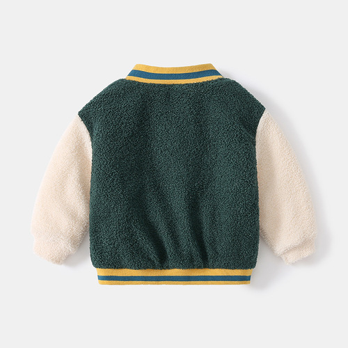 Winter boys' fleece jackets, boys and girls casual baseball warm jackets, two-color winter jackets