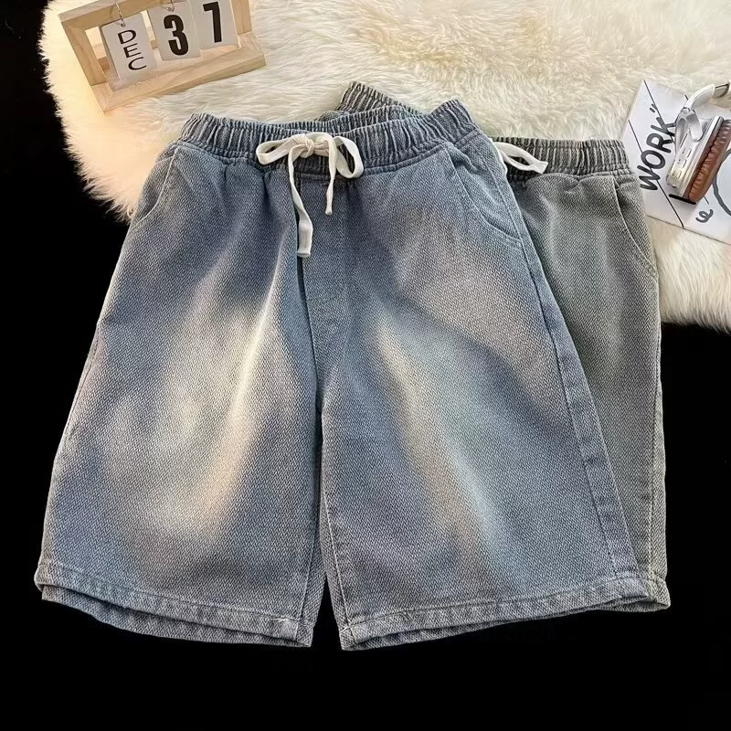 Джинсовая юбка, шорты, летние тонкие брюки, oversize, свободный крой, пояс на резинке