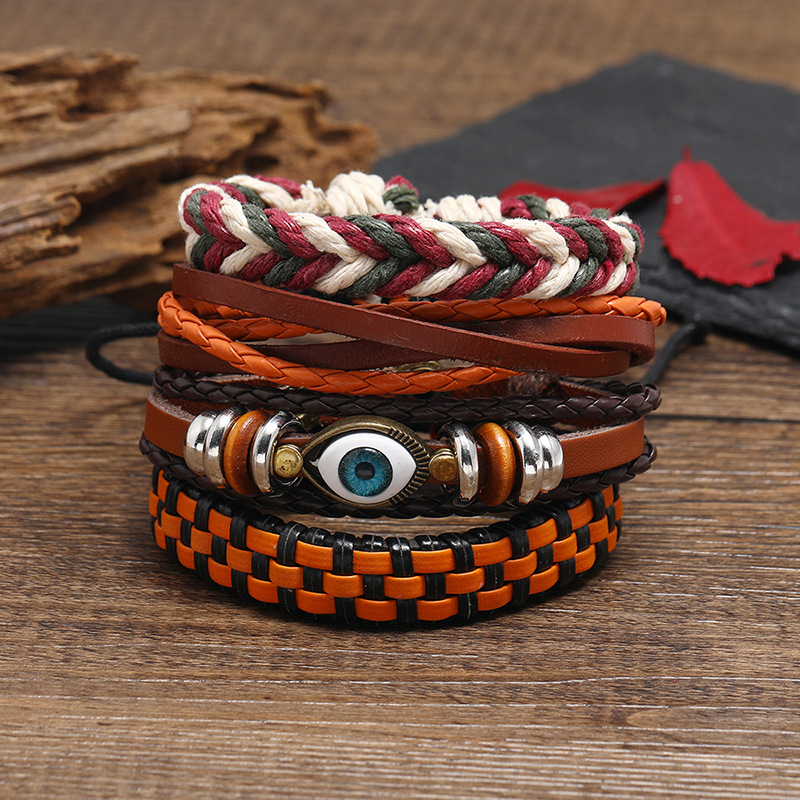 Bohemian Leather Bracelet Diy 4-piece Combination Eye Set Bracelet display picture 1