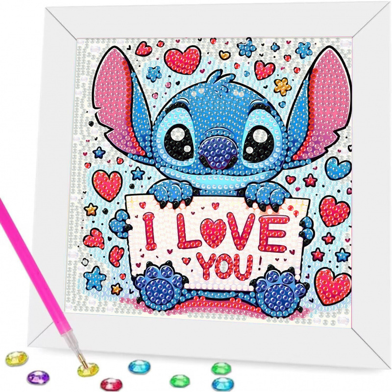 Pintura de diamantes enmarcada hecha a mano, superventas transfronteriza, de dibujos animados infantiles de la princesa Elsa, linda pintura de pegatinas de diamantes DIY