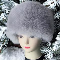 東北産の長毛で暖かい毛皮帽子、高級フェイクフォックスファー、冬用防雪フラットトップハット、バケットハット、フェアリーハット