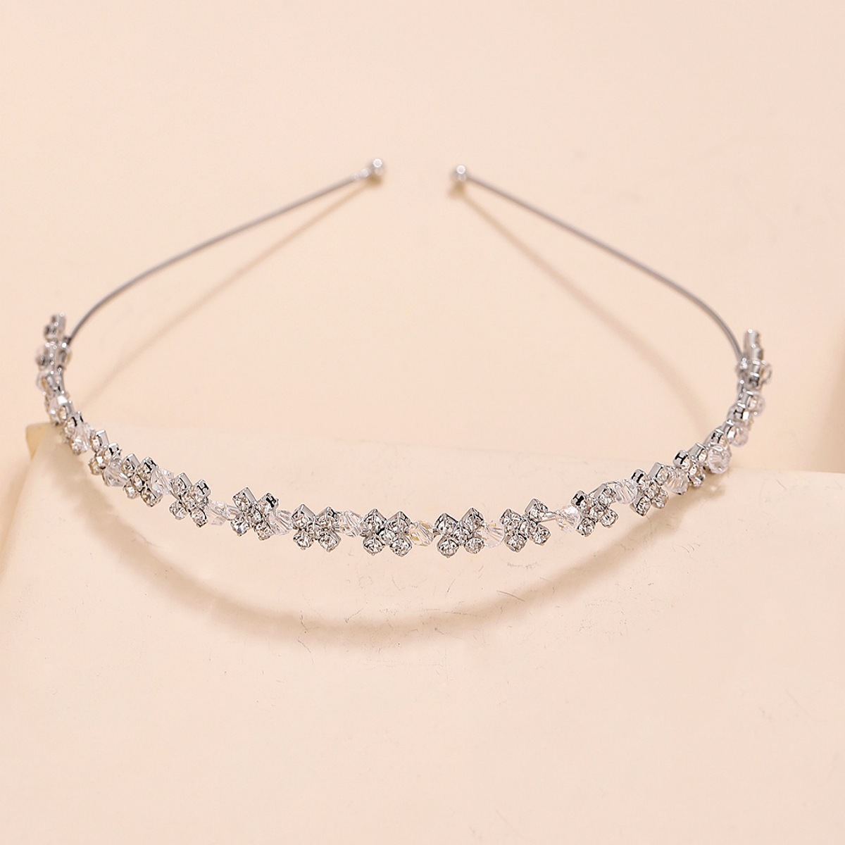 Europa y América de lujo rhinestone nupcial boda tocado Mori simple hecho a mano con cuentas cristal diadema tiro foto diadema