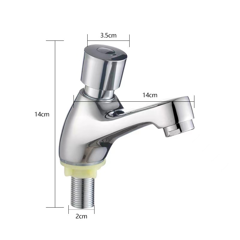 Chrome-Plated Brass Single-Handle Basin Sink Faucet Deck-Mounted Automatic Shut-Off Water-Saving Time-Delay Bath