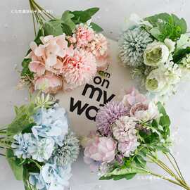 ！假花花束塑料花小束把花玫瑰绢布花干花家居摆设装饰