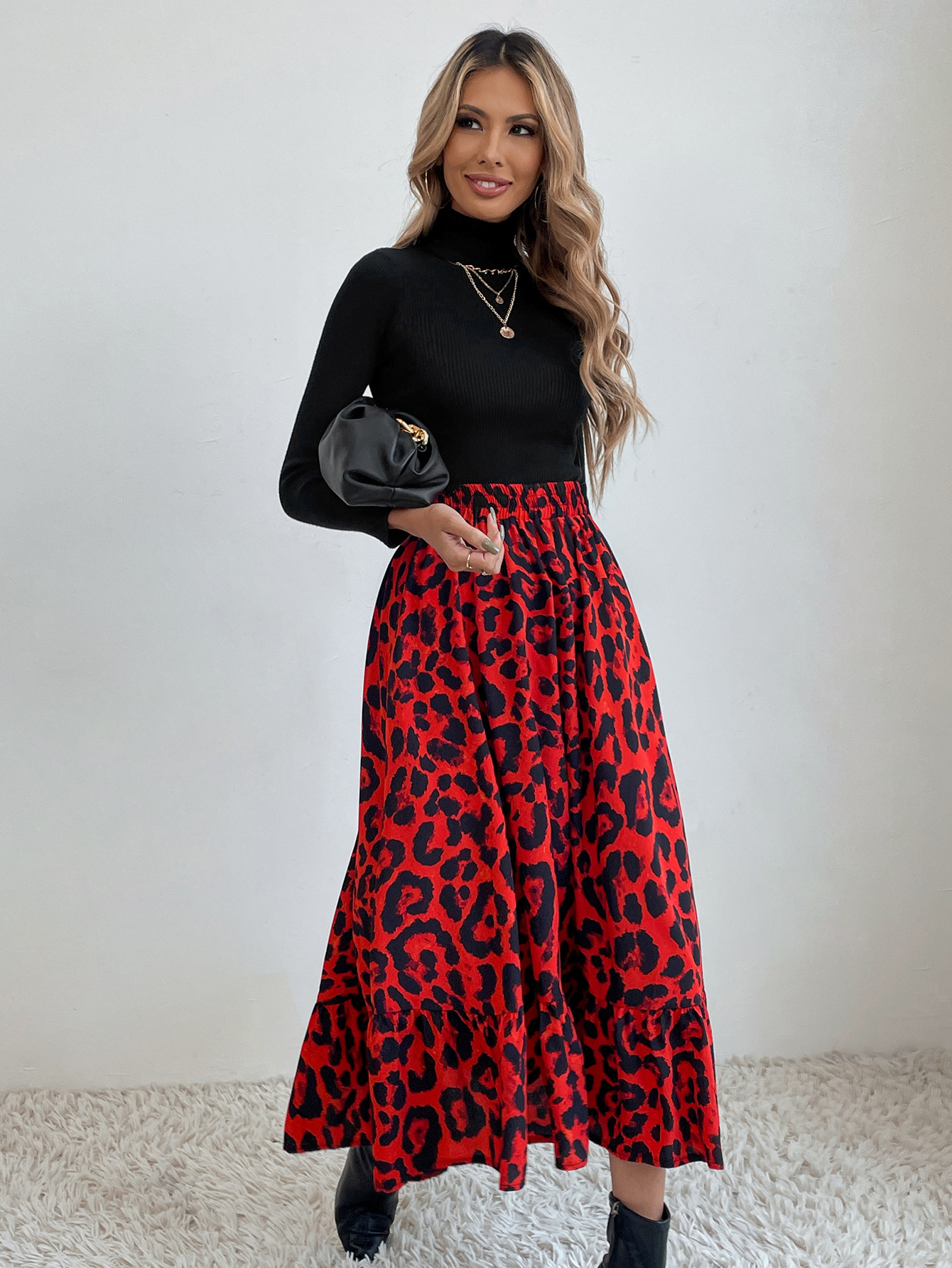 182g Weight Midi Dress Dress Length Type Skirt Dresses Type Spandex, Polyester Fabric Type High Waist Waist Line Inelastic Elasticity Holiday, Daily Occasion Regular Fit Fit Type Ditsy Floral, Leopard Pattern Spring, Autumn Season Women's Gender Casual, Streetwear Style Spring Autumn Casual Streetwear Ditsy Floral Leopard Spandex Polyester Midi Dress Skirts 37