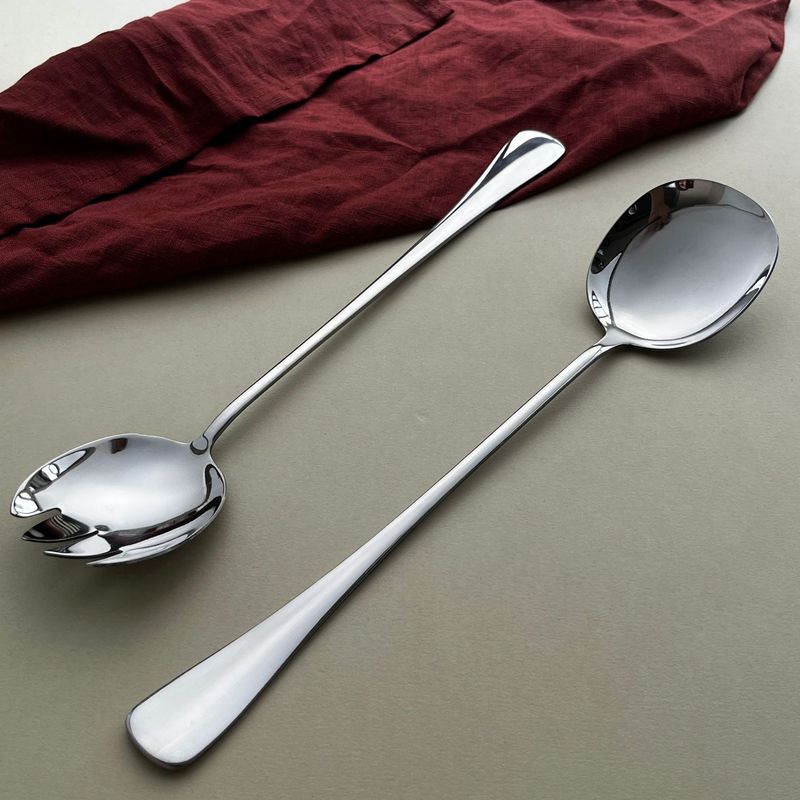 公共ステンレスホテルのカフェテリア分食スプーン304材質28cm長柄分菜スプーンサラダフォーク|undefined