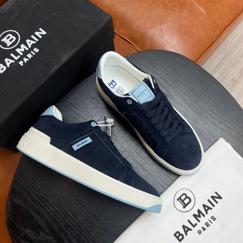 Balmain 2024 New Men's Shoes Casual Sports Men's Shoes Genuine Leather Fashion Versatile Sneakers Small White Shoes Comfortable and Luxurious