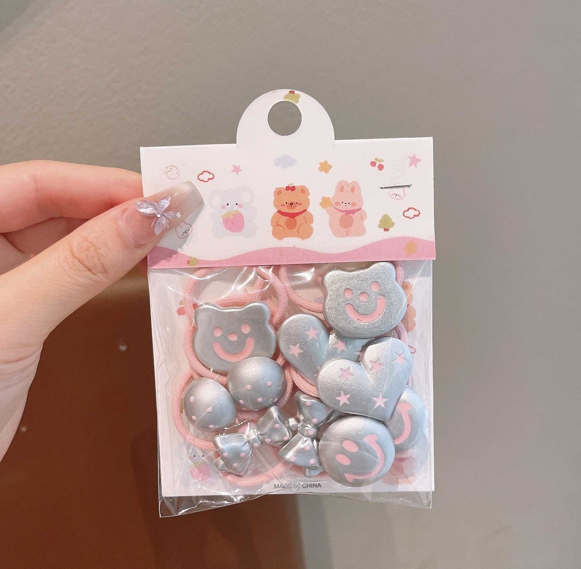 Anillo de pelo de pulgar de dibujos animados para niños, cabello para bebés, cabello para bebés, banda de pelo de alta elasticidad coreana