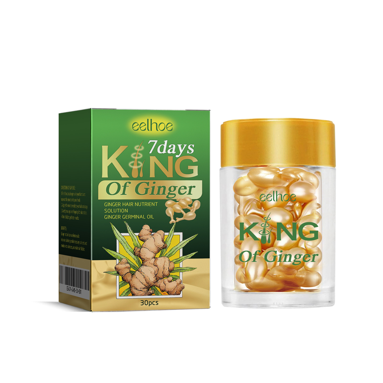 EELHOE Ginger Hair Capsules nourish hair roots, nourish and thicken hair, strengthen and prevent hair loss, scalp massage care_voghion.com