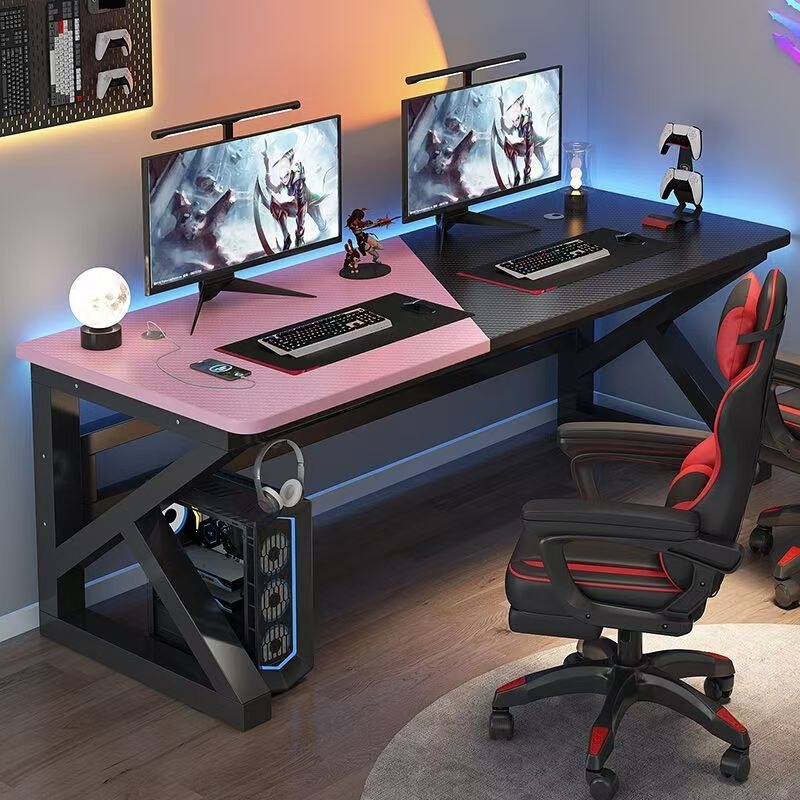 Computer Desk, Desktop Double Desk, Simple Office Desk for Bedroom, Internet Cafe Gaming Table and Chair Set, Carbon Fiber Electric Height-Adjustable Computer Desk, Desktop Double Desk, Simple Office Desk for Bedroom, Internet Cafe Gaming Table and Chair Set, Carbon Fiber Electric Height-Adjustable