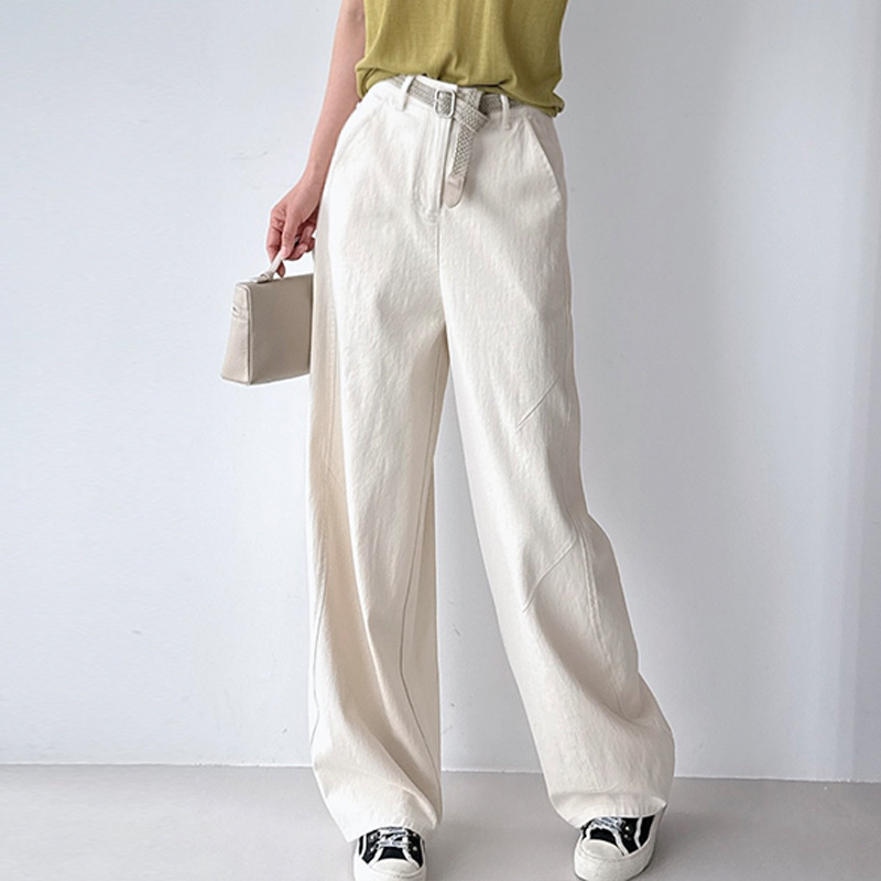 Italian HM tailored patchwork vintage heavy-duty jeans, straight-leg pants, unisex army green loose-fitting pants