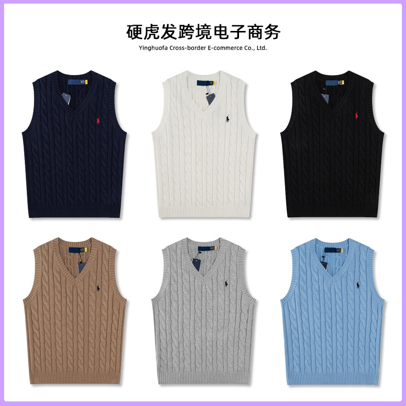 Little Pony Heavyweight Lf Knitted Vest 25Ss Autumn and Winter New Embroidered Cable Knit Long-Sleeve Loose Cross-Border Wool Sweater Little Pony Heavyweight Lf Knitted Vest 25Ss Autumn and Winter New Embroidered Cable Knit Long-Sleeve Loose Cross-Border Wool Sweater
