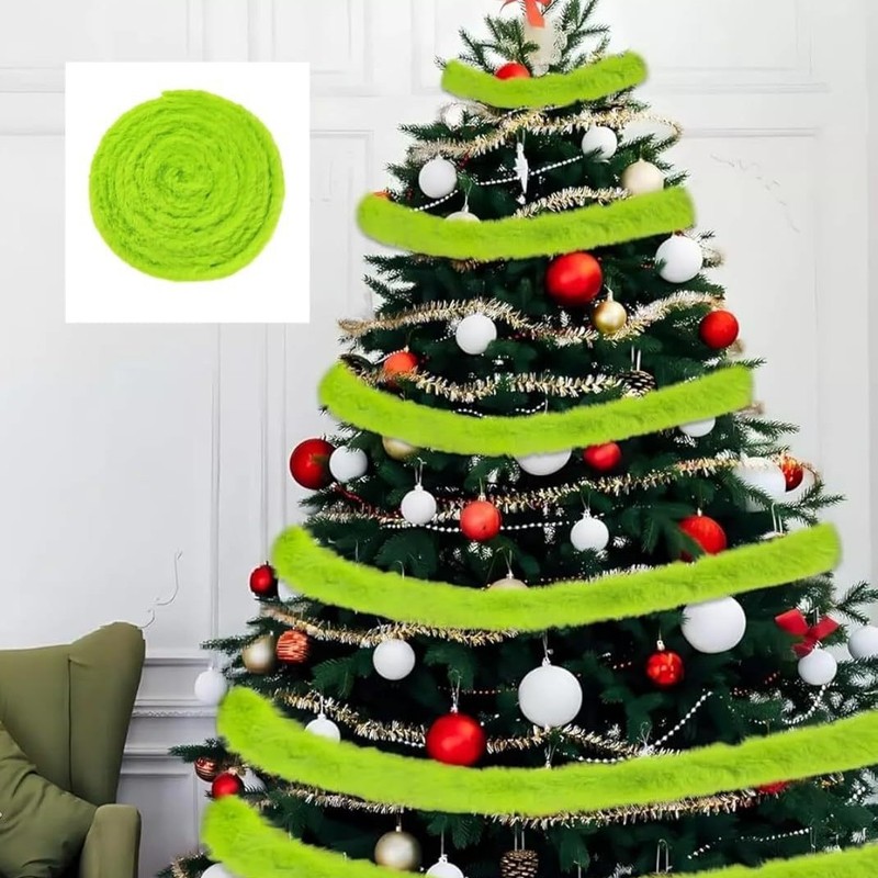 クリスマスツリー毛皮リボン装飾 1.5m クリスマスクリスマス装飾弓衣装パーティー用品|undefined