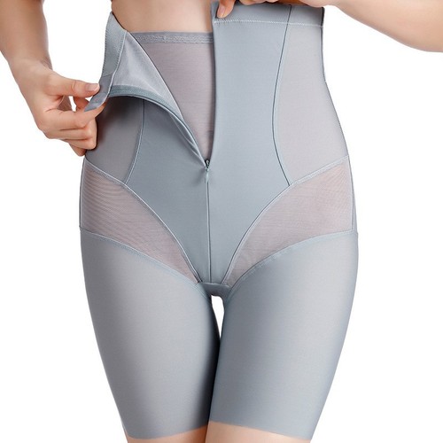 Zippered high-waisted boxer tummy control pants for women after childbirth, strong waist-raising butt-lifting body-shaping pants, slimming belly-reducing safety pants
