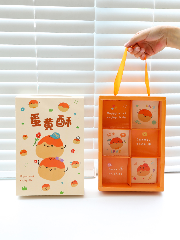 Caja de huevo de 6 cápsulas, caja de regalo, caja de regalo, bolsa de mano, caja de papel para hornear, nieve.