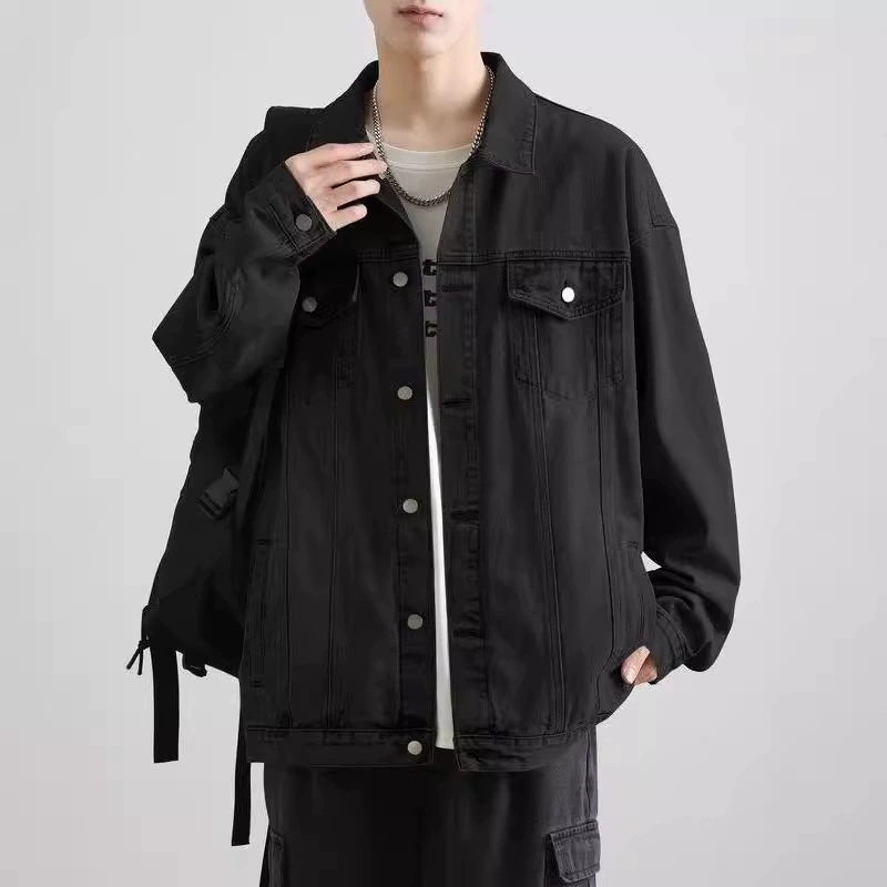 Denim men's warm trend jacket, American style, oversize