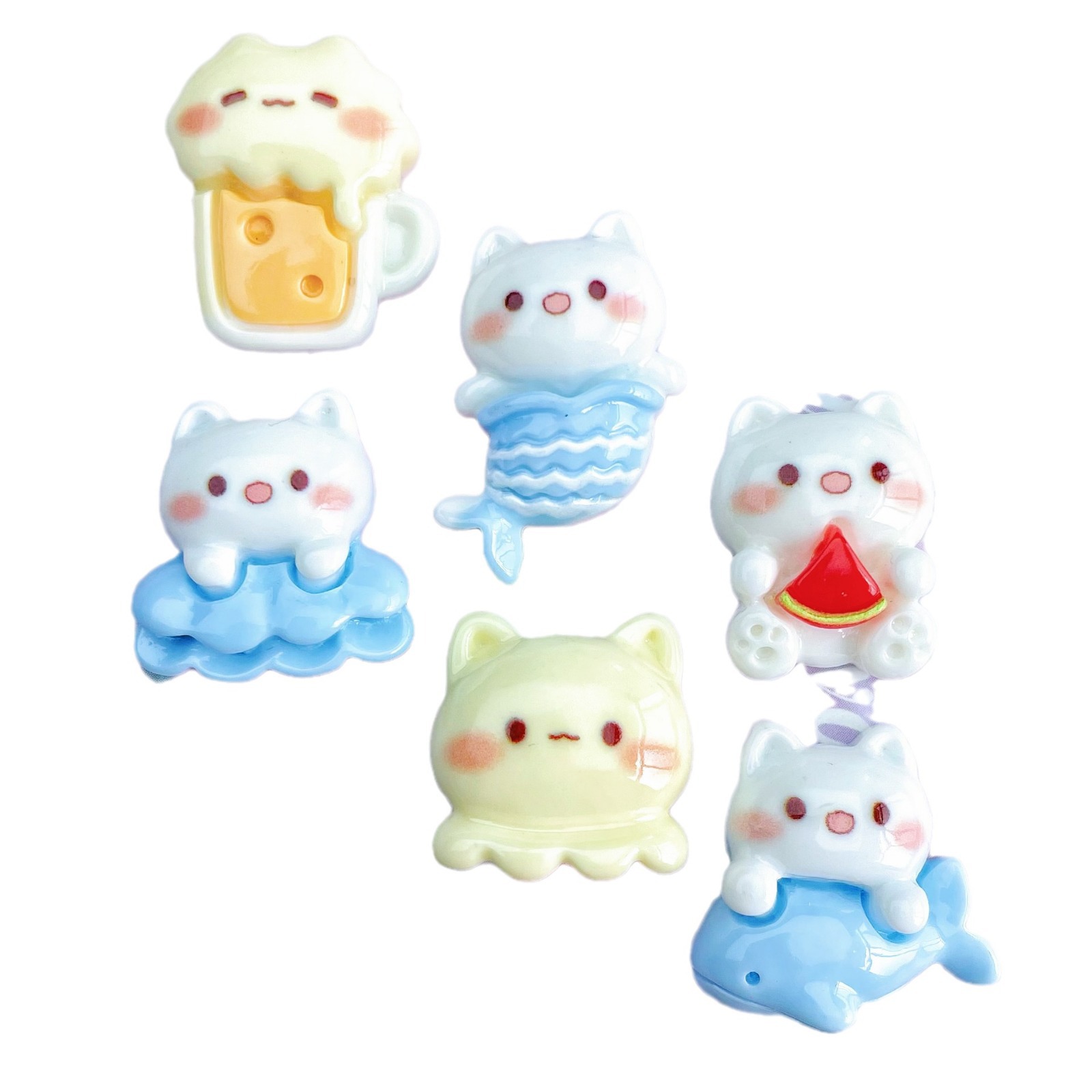 Azul sirena oso fishtail Dolphin resina accesorios DIY horquilla taza de agua almacenamiento material nuevo