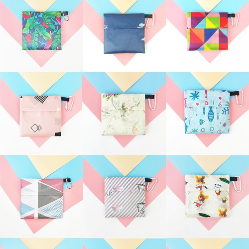 2020 New Foldable Shopping Bag with Encrypted Polyester Material, Foldable Metal Hook Handbag