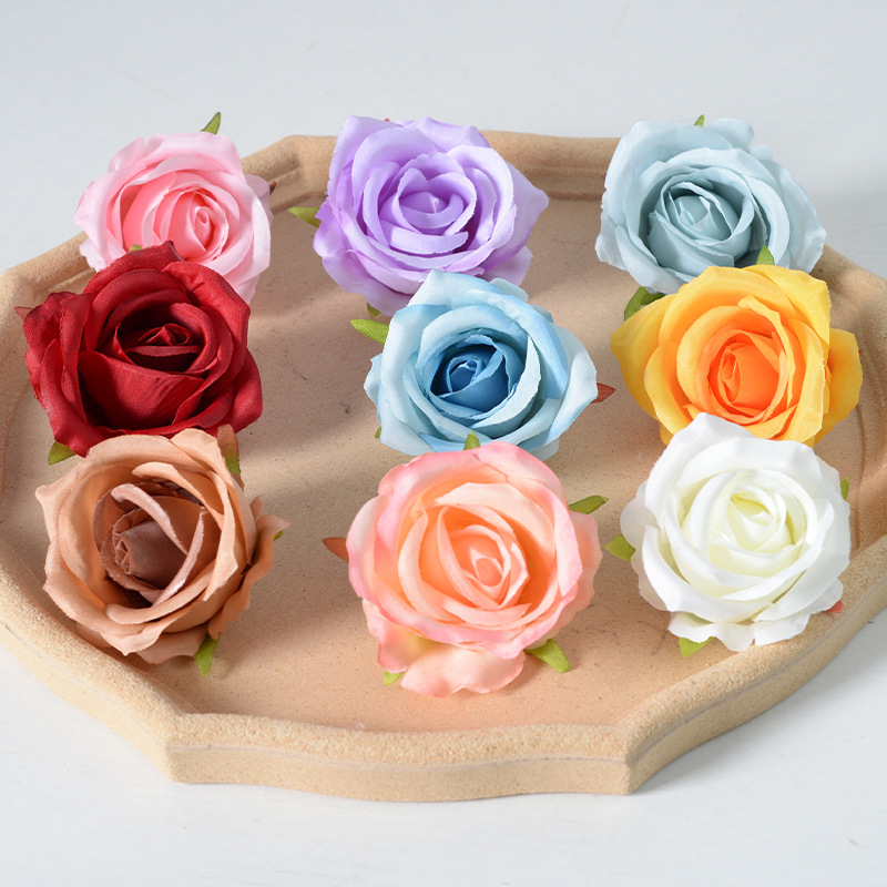 Artificial rose flower head flower wall wedding decoration arch artificial handmade silk flower wholesale small Paris