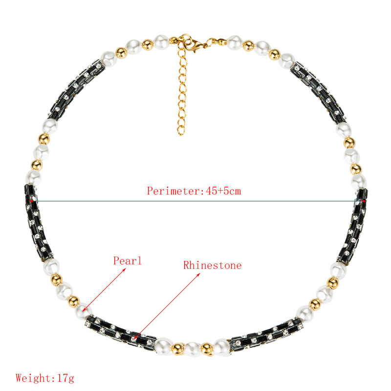 Retro Bohemian Geometric Pearl Rhinestone Hand-beaded Necklace display picture 1