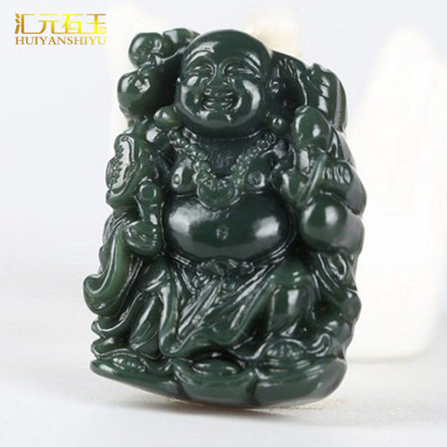 Heavenly Jade Qing Yu Ruyi Buddha Pendant with Thousand-Armed Avalokiteśvara Pendant Jade Jewelry for Men and Women Live Stream Wholesale