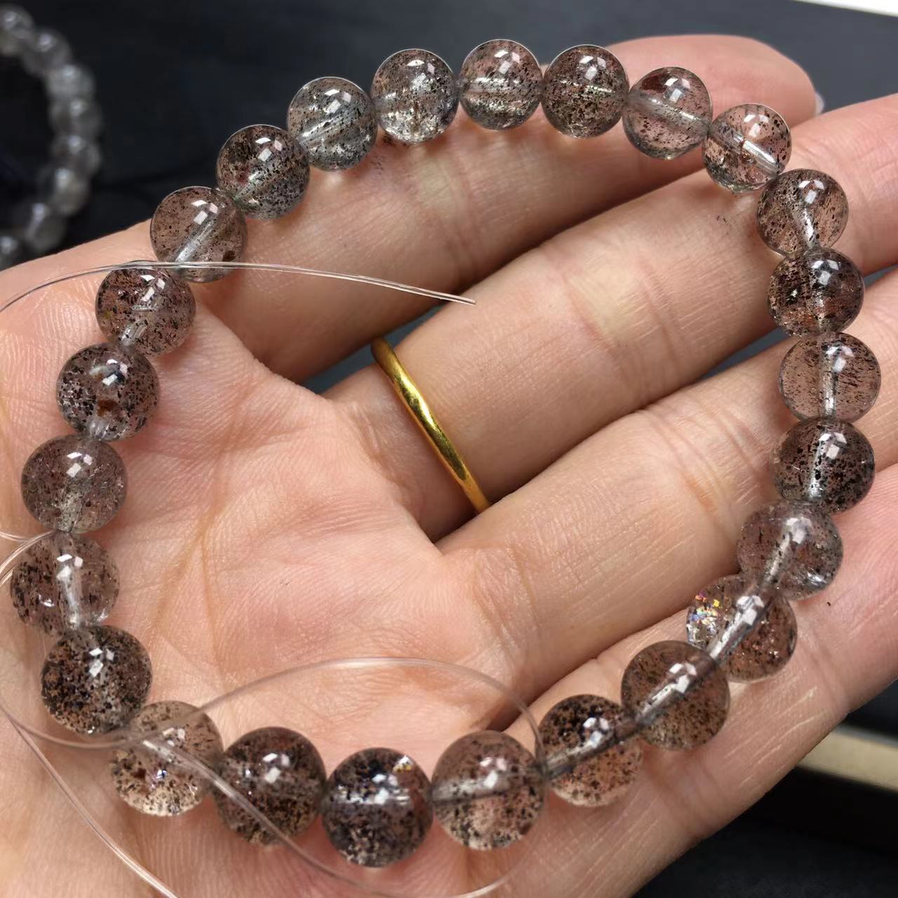 包邮 天然黑草莓超七手串 散珠DIY饰品 水晶手链 厂家批发