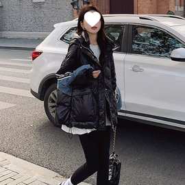 牛仔撞色拼接小众设计感黑色棉服女冬季2026新款韩系超好看外套