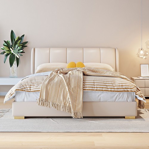 Creamy wind soft casual leather bed master bedroom luxurious multi-functional storage 1.5 meters 1.8 meters double bed