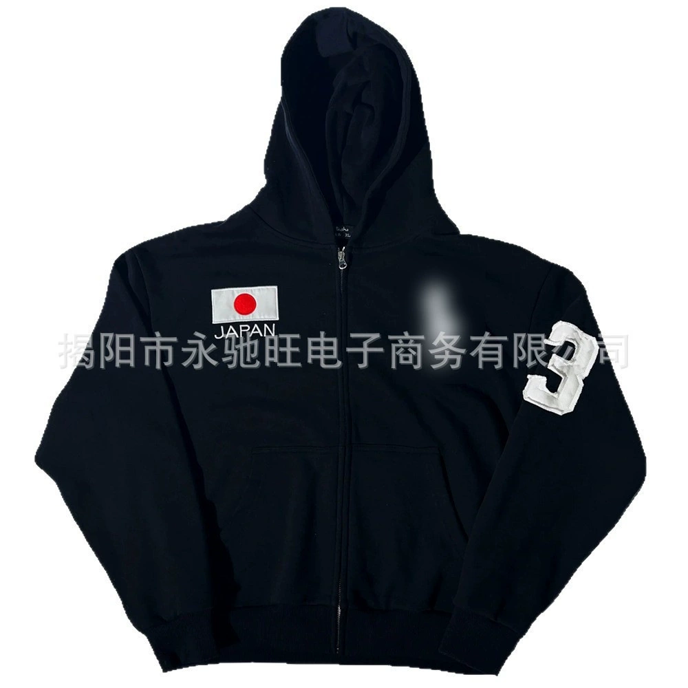 Летняя толстовка с капюшоном и длинными рукавами в американском стиле с вышивкой в ​​японском стиле, модная высококачественная свободная повседневная куртка для мужчин