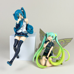 Hatsune Miku anime figure racing car blue suit butterfly two-dimensional beautiful girl gift desktop chassis model ornaments