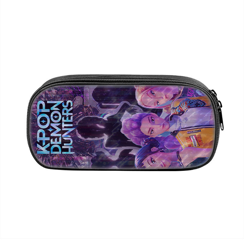 国境を越えた新製品 Huntrix Kpop プリント周辺ペンバッグ ハンター魔女グループ 小中学生鉛筆文具箱|undefined