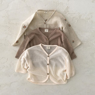 Korean-style summer children's sunscreen cardigan thin anti-mosquito long-sleeved coat for boys and girls baby air conditioning shirt baby coat tide