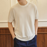 ZY8103C-MW通勤百搭夏季时尚简约T恤美式纯色圆领针织短袖，男装针织衫/毛衣，星座614