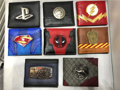 Superhero Metal Patch Embossed Deadpool Wallet Short Logo Men's and Women's Money Bag Avengers Coin Purse