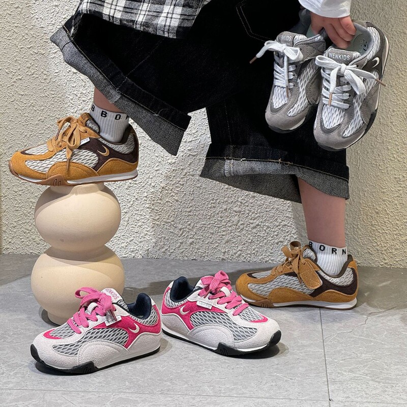 儿童复古网面阿甘鞋2025春秋新款女童德训鞋透气轻便男童运动潮鞋|undefined