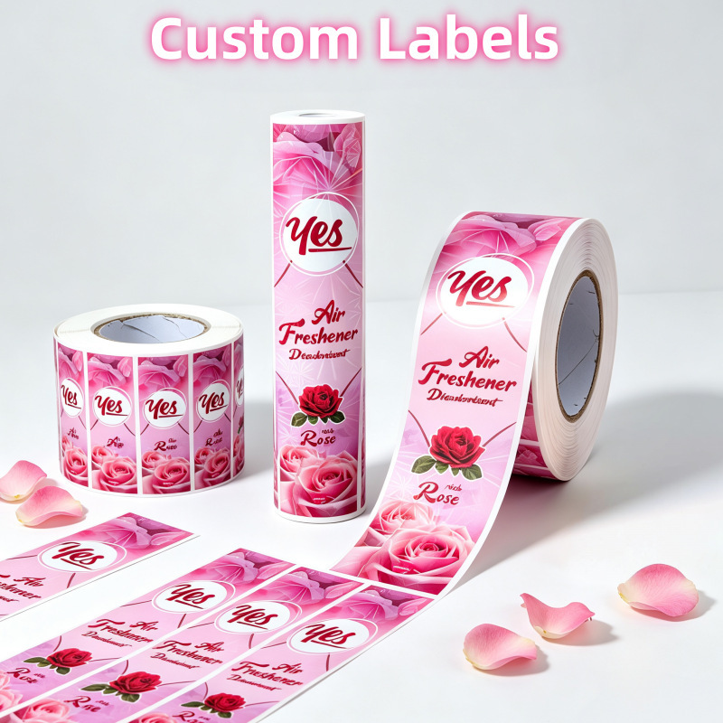 Customized Color Printing Waterproof Roll Vinyl Stickers Laser Film Air Freshener Bottle Labels