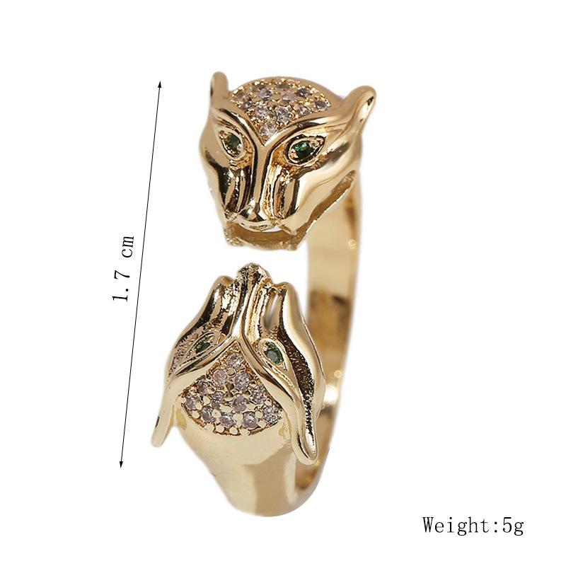 Fashion Copper Inlaid Zirconium Leopard Open Ring display picture 1