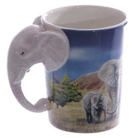 大象头把手陶瓷杯 马克杯 咖啡杯