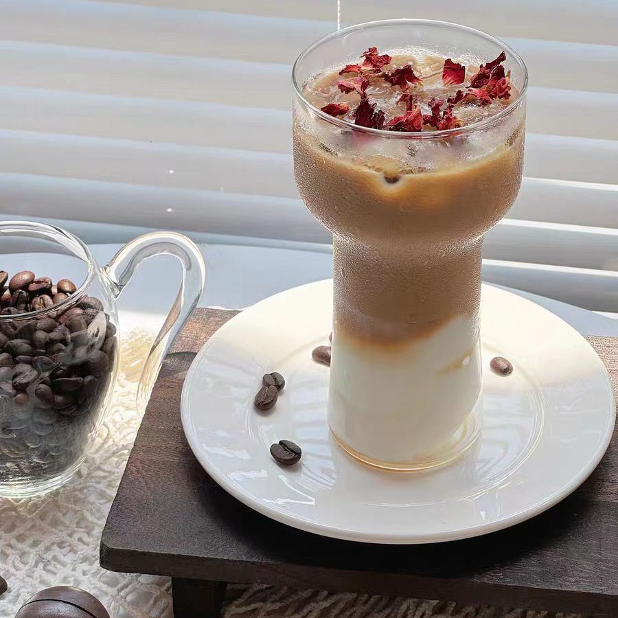 Taza de antorcha transparente de alto borosilicato de silicio individual en hielo estilo americano simple copa de agua de burbuja bebida taza de jugo de fruta bebida fría