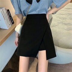 2025夏季新款百搭遮胯裙子高腰A字短裙侧边小开叉半身裙裤女大码