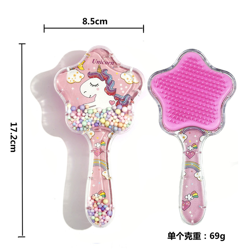 Cojín de aire peine estrella de cinco puntas lindo peine portátil transparente de dibujos animados de los niños anti-anudado mágico pelo liso pelo cojín de aire peine