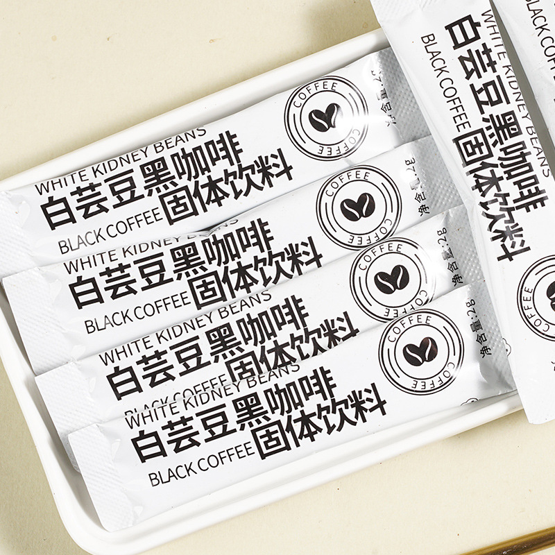 White Kidney Bean Instant Black Coffee Solid Beverage Wholesale Factory Direct Selling Strong Fragrance Bitter Coffee for Men and Women Dropshipping