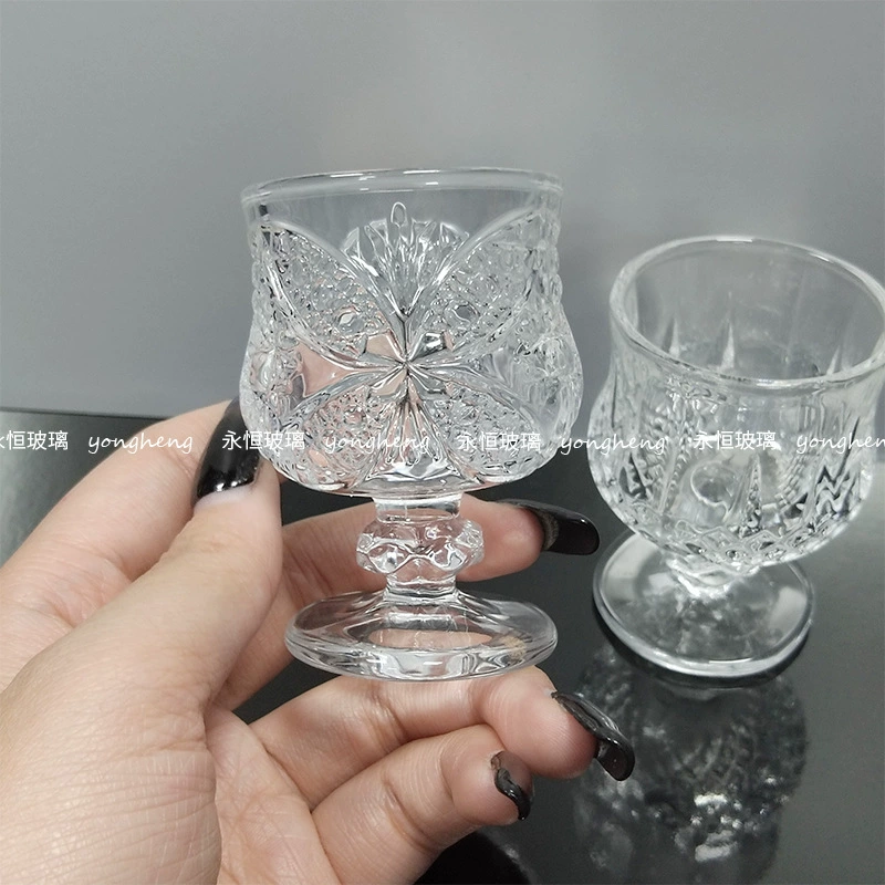 Креативный винтажный резной стеклянный мини-бокал для фруктового Вина изысканный Кубок для сладкого вина высокого вида маленькая винная чашка