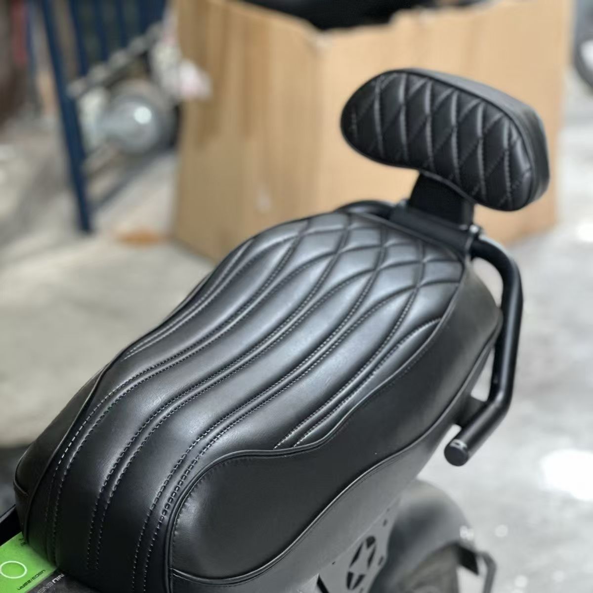 No. 9 Electric Vehicle Rear Backrest Diamond-Shaped Leather Soft Lumbar Support Calf Mobile Cushion Sponge Mechanic Matte Backrest