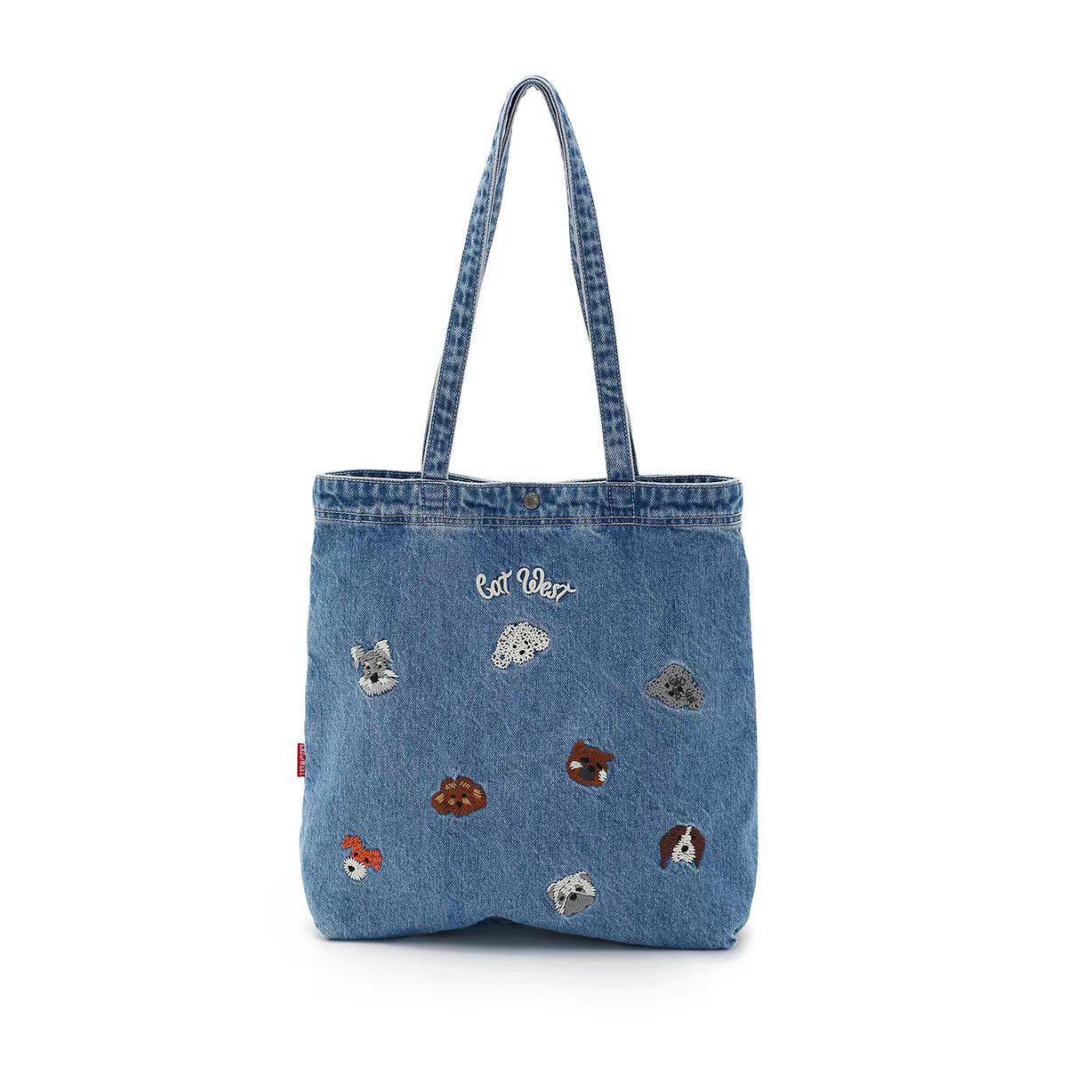 Korean-style large-capacity denim bag for women, 2026 new embroidered bucket denim bag, niche casual lazy style shoulder bag