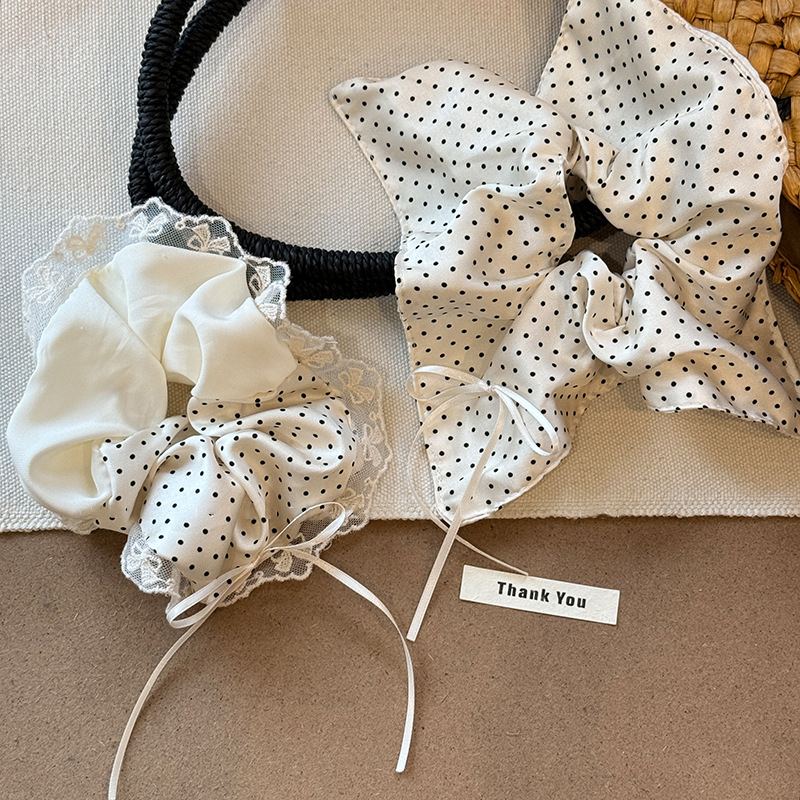 chiang mai holiday ~ polka dot bow large intestine hair band female french ballet style ribbon headband ponytail hair string headdress