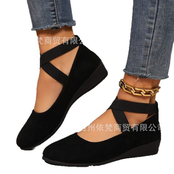 Spring and Autumn Rocking Shoes Women's Thick Slip-on Lazy Elasticated Cross Shoes Women's Breathable Mesh Casual Low-top Shoes